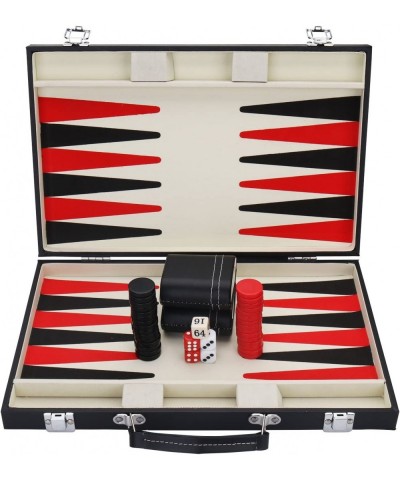 15inch Backgammon Set with Travel Leatherette Carrying Case for Kids and Adults Black and Red Backgammon Set with Travel Leat...