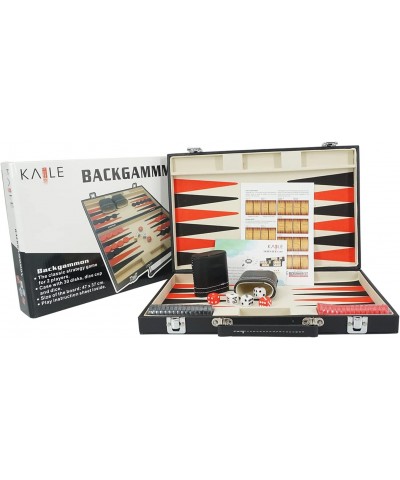 15inch Backgammon Set with Travel Leatherette Carrying Case for Kids and Adults Black and Red Backgammon Set with Travel Leat...