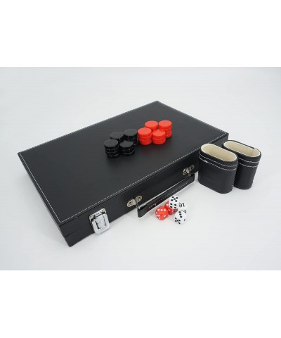 15inch Backgammon Set with Travel Leatherette Carrying Case for Kids and Adults Black and Red Backgammon Set with Travel Leat...