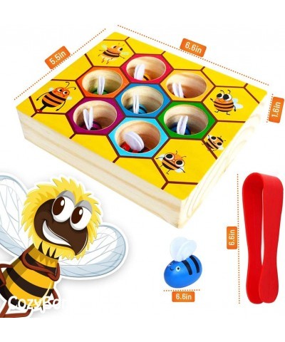 Toddler Fine Motor Skill Toy - Clamp Bee to Hive Matching Game - Montessori Toy for 1 Year Old Wooden Color Sorting Puzzle Ea...