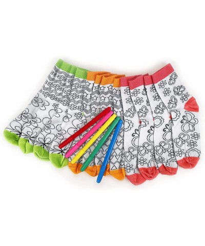 Kids Doodle Socks Kids Art Color Your Own Socks 6 Pairs Color Draw Doodle DIY Kid Crafts Handicraft Toys Birthday Christmas G...