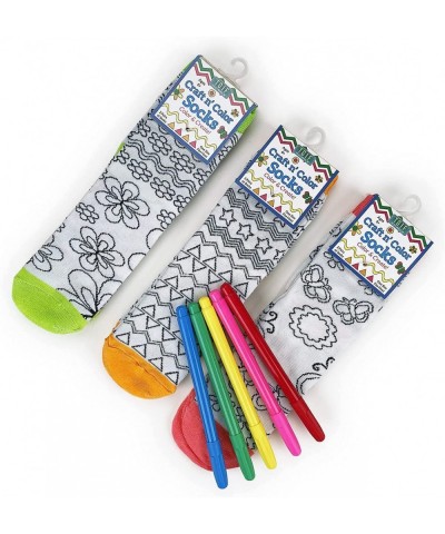 Kids Doodle Socks Kids Art Color Your Own Socks 6 Pairs Color Draw Doodle DIY Kid Crafts Handicraft Toys Birthday Christmas G...