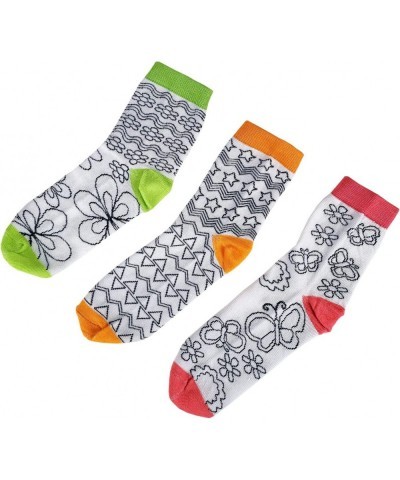 Kids Doodle Socks Kids Art Color Your Own Socks 6 Pairs Color Draw Doodle DIY Kid Crafts Handicraft Toys Birthday Christmas G...