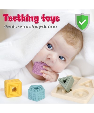 Baby Soft Nesting Sorting Stacking Toys Silicone Building Baby Blocks Teether Kids Threading Toys & Matching Games Education ...