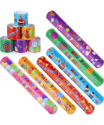 48 Pcs Birthday Balloons Slap Bracelets Birthday Slap Bracelets Colorful Birthday Slap Bracelets for Birthday Party Students ...