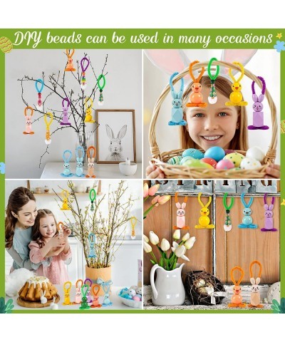 14PCS Easter Crafts for Kids - DIY Beads Ornaments Kits Includes Bunny Gnome Chick - Toys Gifts Basket Stuffers Egg Fillers D...