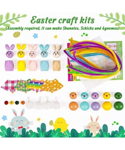 14PCS Easter Crafts for Kids - DIY Beads Ornaments Kits Includes Bunny Gnome Chick - Toys Gifts Basket Stuffers Egg Fillers D...