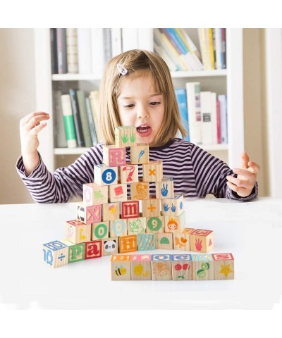 Wooden ABC Toy Building Blocks for Toddlers 1-3 36 PCS Wood Baby Alphabet Number Blocks for Stacking Learning Preschool Educa...