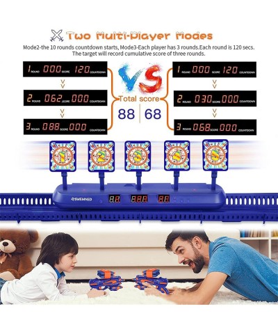 Running Shooting Targets for Nerf Gun Practice Upgrade 5 Targets Auto Reset /3 Game Mode Electronic Scoring Digital Moving Ta...