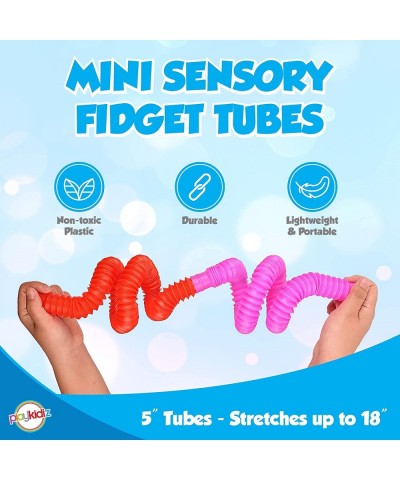 Playkidiz Pop Tubes 24 Pack Mini 5" Sensory Fidget Tubes Stretch Up to 18" Long Stress Reliever Pipe Toy Popular Plastic Fidg...