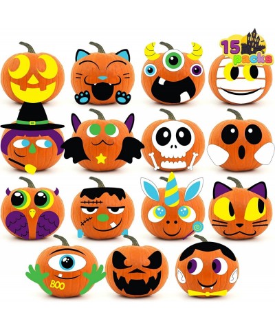 15 Packs Halloween Foam Pumpkin Stickers Pumpkin Decoration Stickers in 15 Designs with 13 Small Foam Stickers Halloween Part...