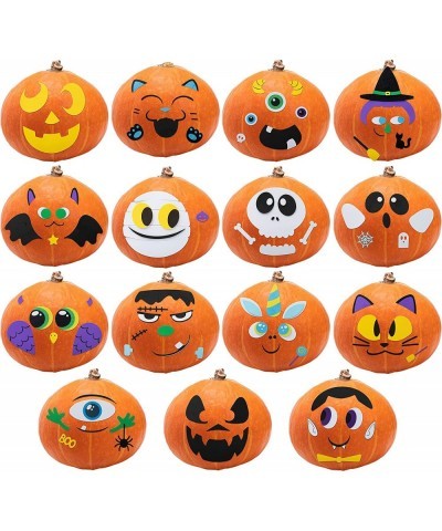 15 Packs Halloween Foam Pumpkin Stickers Pumpkin Decoration Stickers in 15 Designs with 13 Small Foam Stickers Halloween Part...