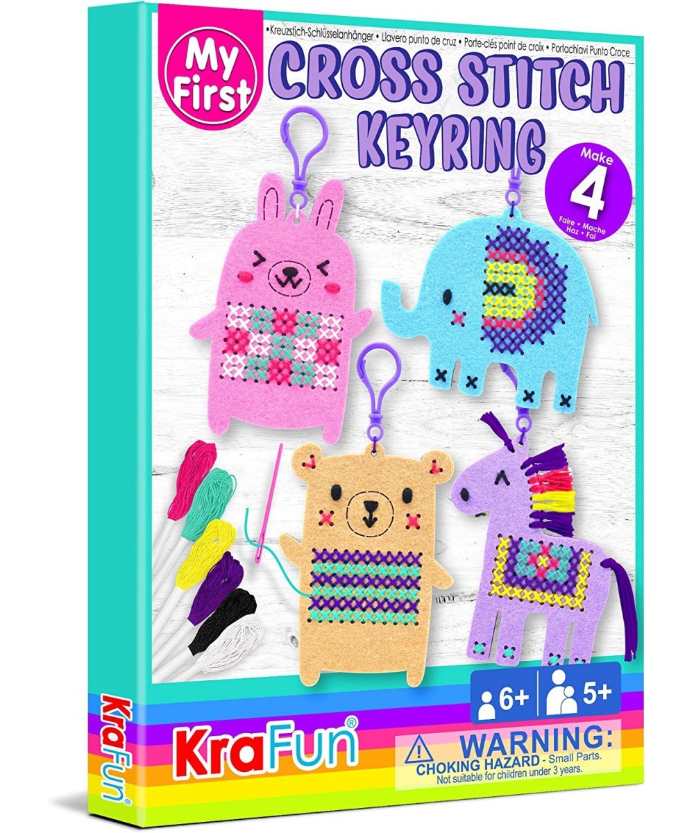 Cross Stitch Kits for Kids Beginners 4 Cross Stitching Keyrings Arts & Crafts with Animals Unicorn Needlepoint Embroidery Kit...