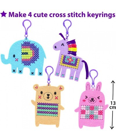 Cross Stitch Kits for Kids Beginners 4 Cross Stitching Keyrings Arts & Crafts with Animals Unicorn Needlepoint Embroidery Kit...