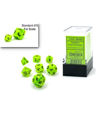 Dice Set – 10mm Vortex Bright Green/Black Plastic Polyhedral Dice Set – Dungeons and Dragons D&D DND TTRPG Dice – Includes 7 ...