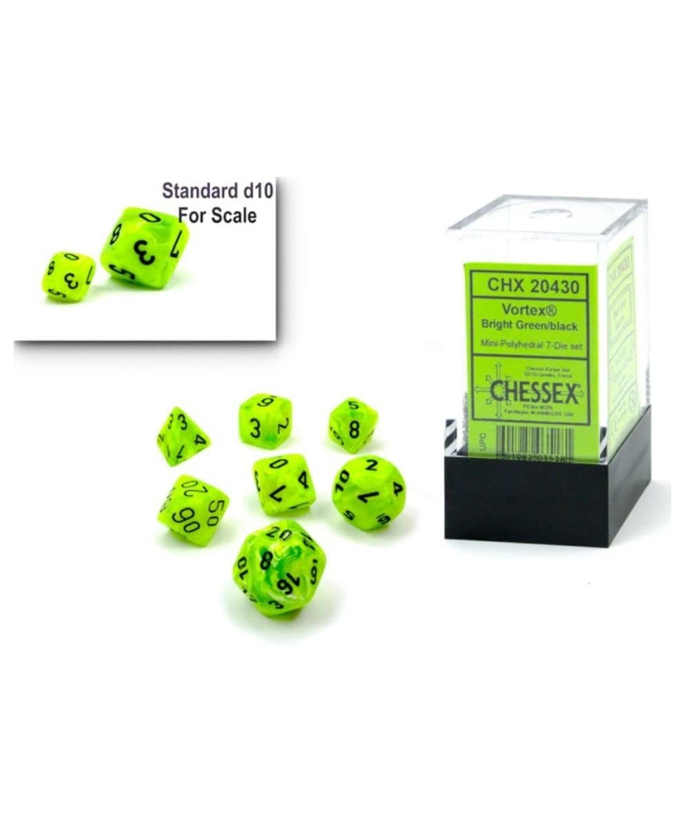 Dice Set – 10mm Vortex Bright Green/Black Plastic Polyhedral Dice Set – Dungeons and Dragons D&D DND TTRPG Dice – Includes 7 ...