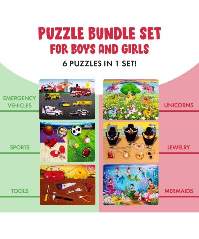 Premium Baby Peg Puzzle 6-in-1 Set - 6 Different Unisex Themed Educational Knob Puzzles for Boy & Girl Toddlers (Unisex Editi...