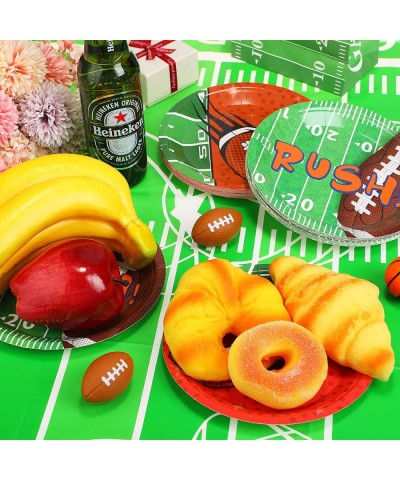 40 Pcs Sport Paper Plates Football Baseball Soccer Party Supplies Sport Birthday Decorations Ball Round Plate Dessert Touchdo...