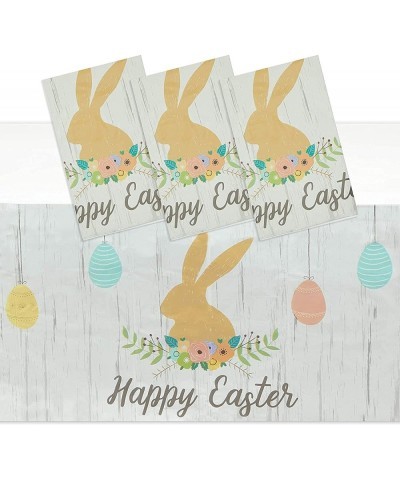 Happy Easter Plastic Party Tablecloth with Bunny Rabbit (54 x 108 Inches 3 Pack) $19.25 Kids' Party Tablecovers