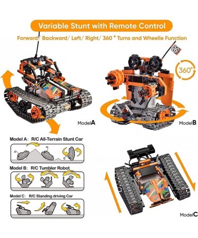 Big Size STEM Remote Control Building Kit 3 in 1 RC Tracked Racer/Tank/Robot Engineering Toys Science Construction Play Set 2...