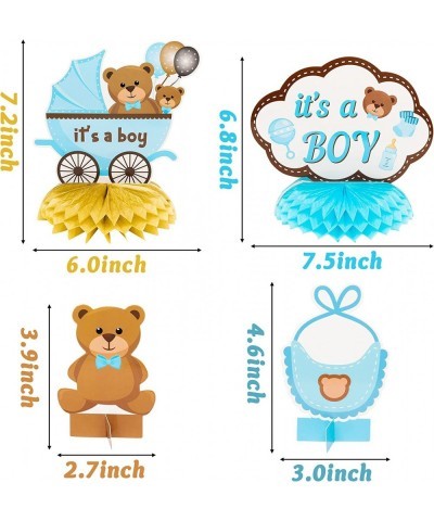 12Pcs Teddy Bear Honeycomb Centerpieces Its A Boy Baby Shower Decoration Blue Brown Teddy Bear Table Topper Decoration for Ne...