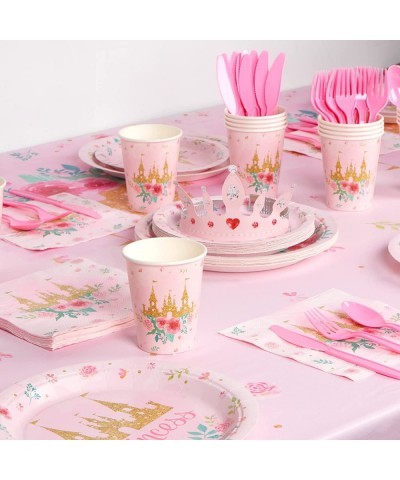 Princess Birthday Party Supplies Serves 16 Includes Princess Plates and Napkins Crown 108" x 54" Tablecloth Straws Hanging Sw...