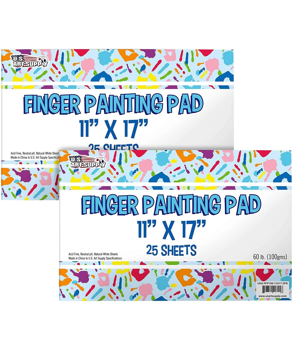 U.S. Art Supply Large 11" x 17" Finger Painting Paper Pad Pack of 2 25 Sheets Each 60lb (100gsm) - Acid-Free Coated Sheets - ...