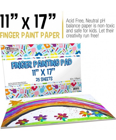 U.S. Art Supply Large 11" x 17" Finger Painting Paper Pad Pack of 2 25 Sheets Each 60lb (100gsm) - Acid-Free Coated Sheets - ...