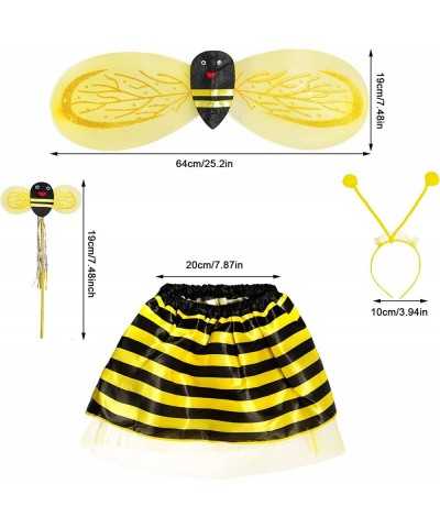 4 Pack Girls Bee Costume Set Fancy Princess Tutu Skirt + Wings + Antenna Headband + Fairy Stick Wand for Halloween Dress Up C...