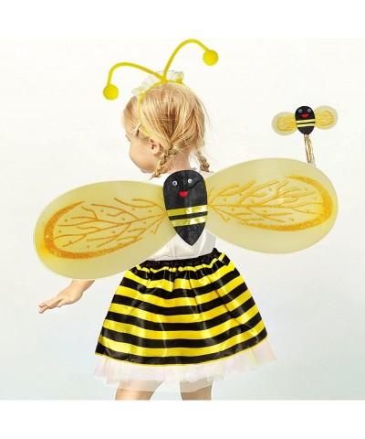 4 Pack Girls Bee Costume Set Fancy Princess Tutu Skirt + Wings + Antenna Headband + Fairy Stick Wand for Halloween Dress Up C...