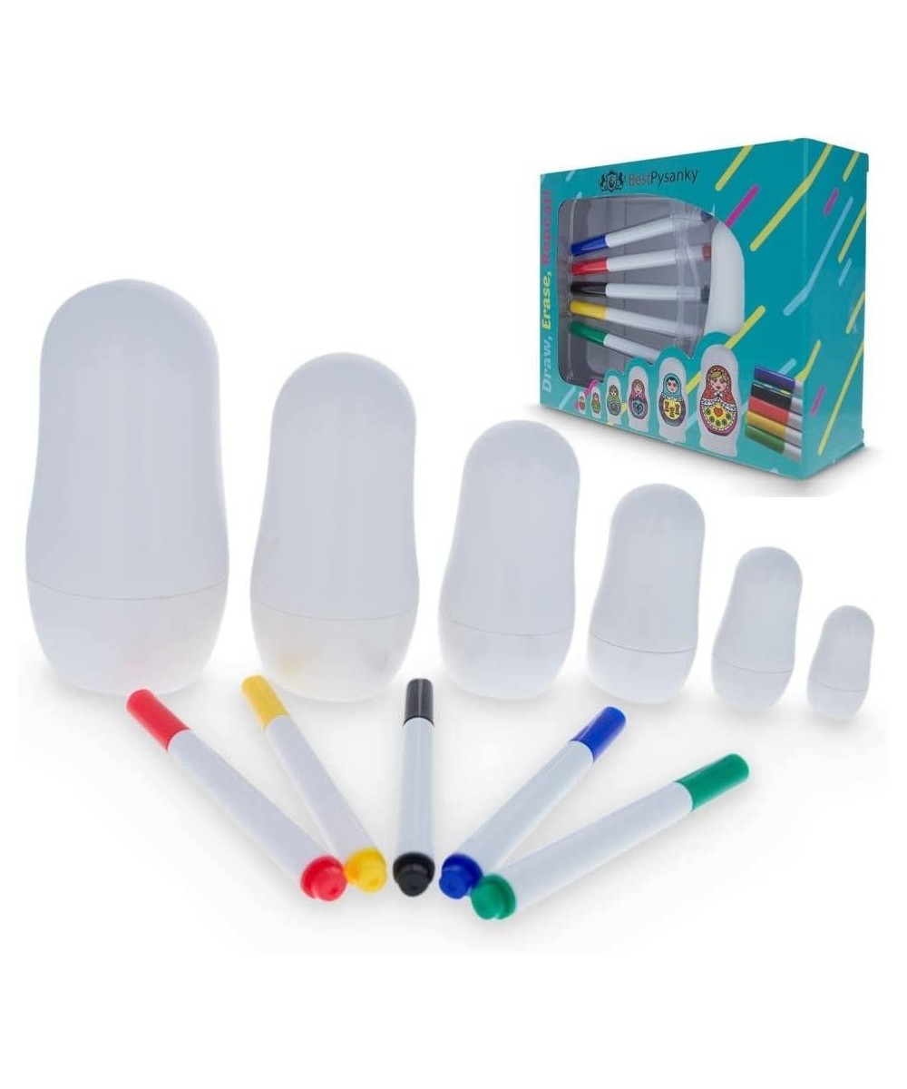 4.5" Set of 6 Blank Erasable White DIY Plastic Nesting Dolls + 5 Markers $27.31 Nesting Dolls