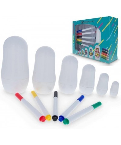 4.5" Set of 6 Blank Erasable White DIY Plastic Nesting Dolls + 5 Markers $27.31 Nesting Dolls