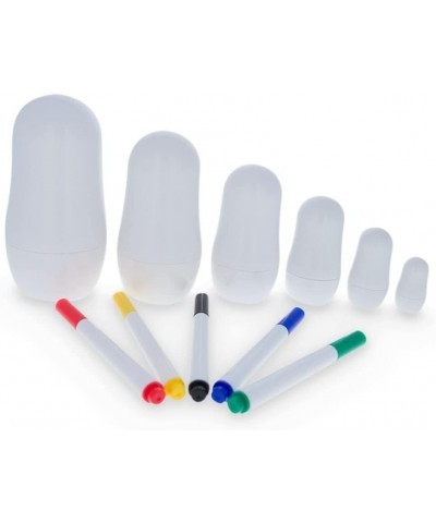 4.5" Set of 6 Blank Erasable White DIY Plastic Nesting Dolls + 5 Markers $27.31 Nesting Dolls