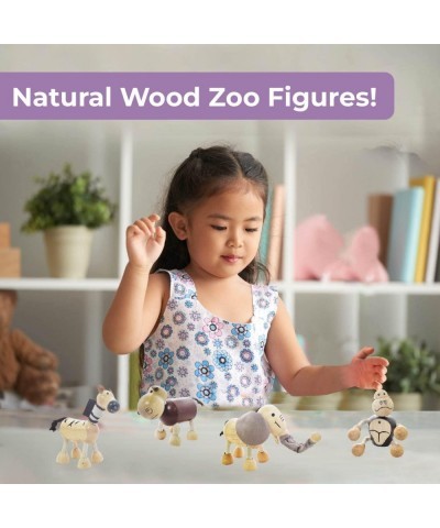 Bendable Jungle Wooden Animal Toys (Set of 4) | Early Education Development Jungle Wooden Toy Animals for Kids | Fun Montesso...