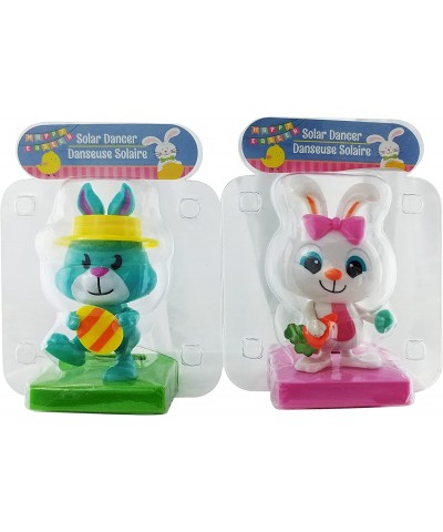 Easter Bobble Head Boy and Girl Bunny Solar Danceers Decorations for Dashboards - Solar Dancing Toy Car Dashboard Toy Desk De...