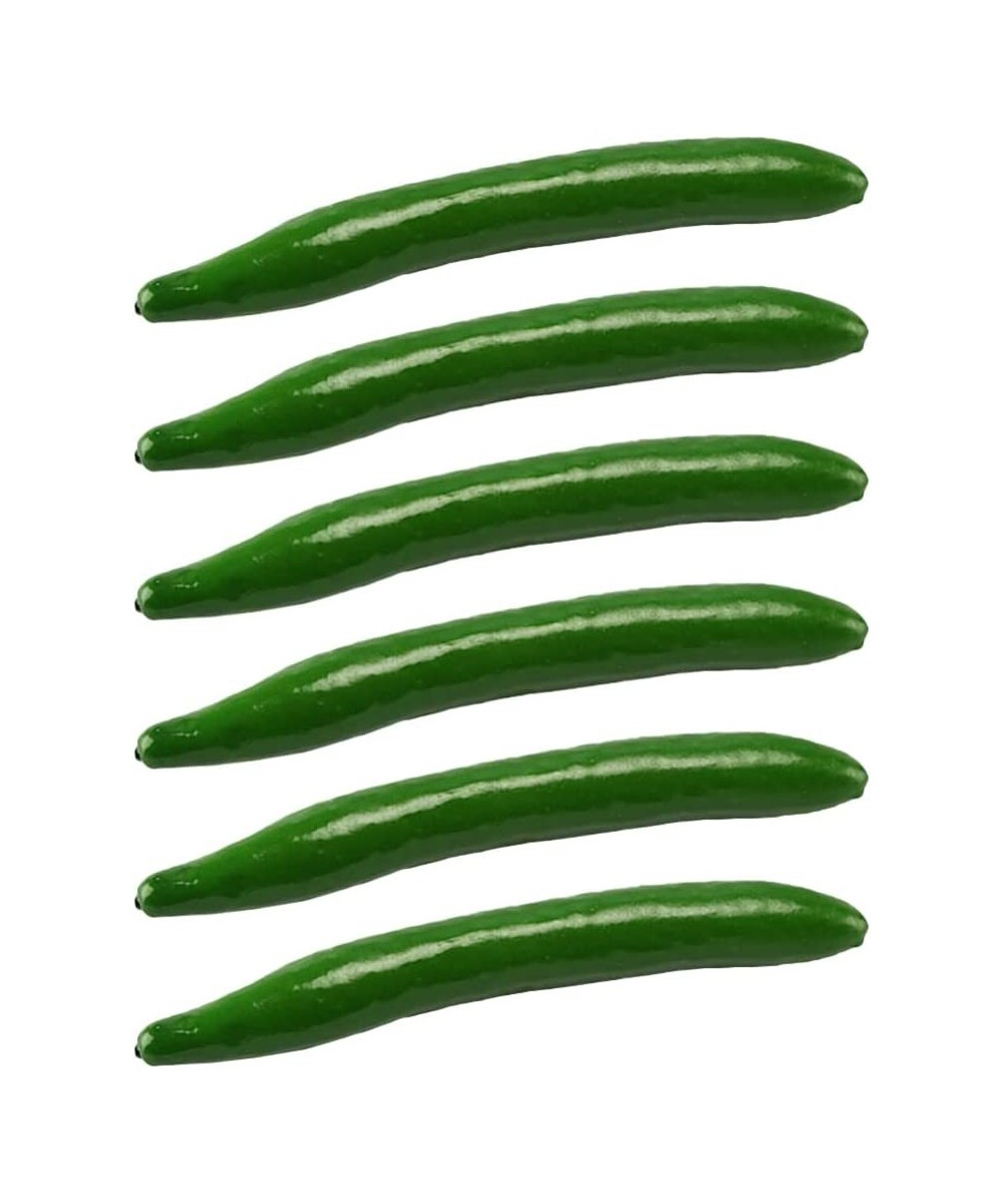 6Pcs Artificial Green Cucumber Artificial Cucumber Vegetable Ornament Pretend Play Food Toy Play Kitchen Accessories Fake Foa...