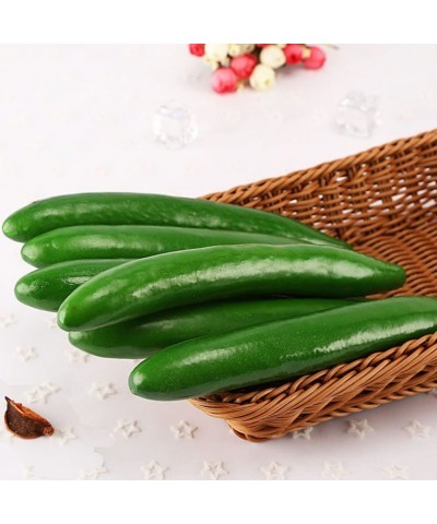 6Pcs Artificial Green Cucumber Artificial Cucumber Vegetable Ornament Pretend Play Food Toy Play Kitchen Accessories Fake Foa...