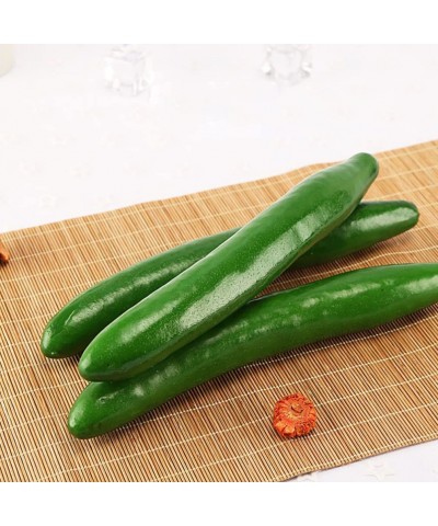 6Pcs Artificial Green Cucumber Artificial Cucumber Vegetable Ornament Pretend Play Food Toy Play Kitchen Accessories Fake Foa...