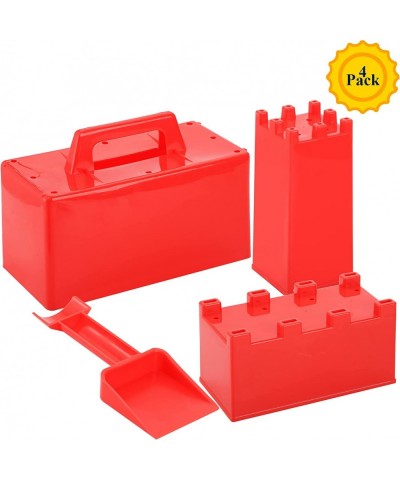 4 Pieces Sand Castle Building Kit Sand Castle Mold Brick and Shovel Sand Castle Toys for Kids Summer Outdoor Activities Fun f...