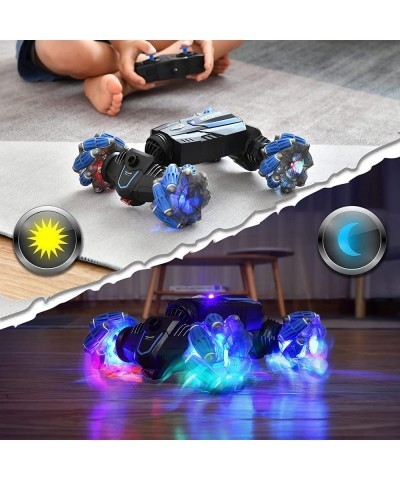 TD161 RC Car Stunt Car 4WD 2.4GHz Offroad Rc Truck Remote Control Car-Double Sided 360° Rotating LED Light Music ＆Tail Spray ...