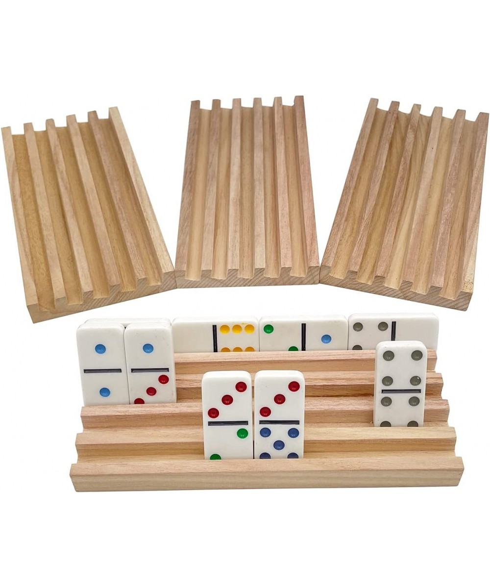 Natural Wood Domino Racks Domino Tiles Holders Domino Trays Set of 4 for Mexican Train Chickenfoot and Other Dominoes Games $...