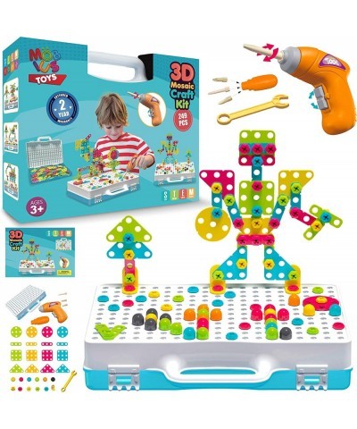 249 PCS STEM Learning Toys – Electric Drill DIY Educational Set Creative Engineering with Various Shapes and 5 Toy Tools – 2&...