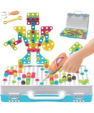 249 PCS STEM Learning Toys – Electric Drill DIY Educational Set Creative Engineering with Various Shapes and 5 Toy Tools – 2&...