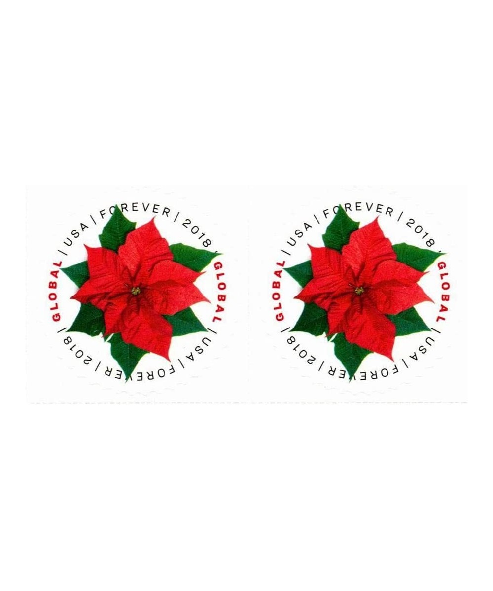 Global Poinsettia Forever Stamps (Two Stamps) $17.26 Collectibles Display & Storage