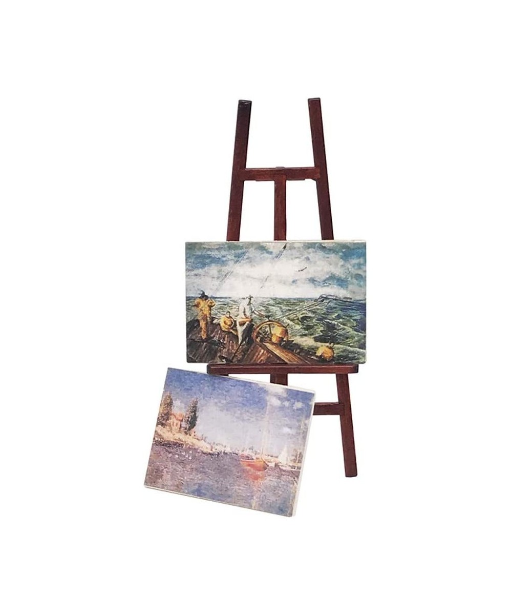 Dollhouse Decoration Accessories 1/12 Dollhouse Miniature Wooden Easel Oil Painting Set Simulation Toys for Doll $17.53 Dollh...