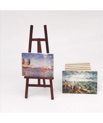 Dollhouse Decoration Accessories 1/12 Dollhouse Miniature Wooden Easel Oil Painting Set Simulation Toys for Doll $17.53 Dollh...