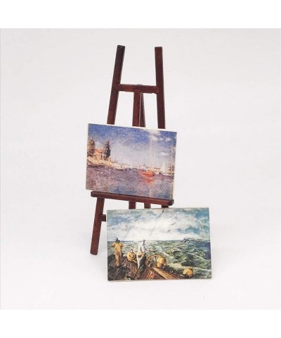 Dollhouse Decoration Accessories 1/12 Dollhouse Miniature Wooden Easel Oil Painting Set Simulation Toys for Doll $17.53 Dollh...