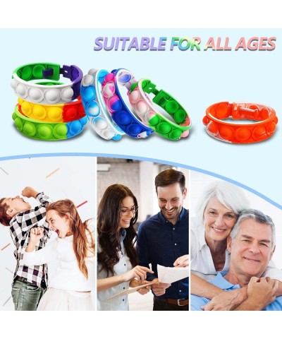 Pop It Bracelets 16 PCS Pop Sensory Fidget Toys Bracelet Multicolor Wearable Push Popping Bubble Sensory Toy Stress Relief Fi...