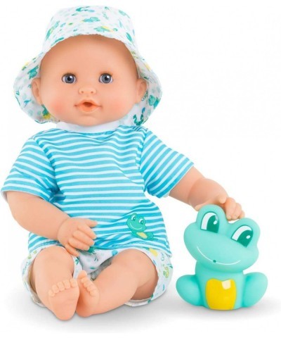 Bebe Bath Marin - 12” Boy Baby Doll with Rubber Frog Toy Safe for Water Play in The Bathtub or Pool Poseable Soft Body with V...