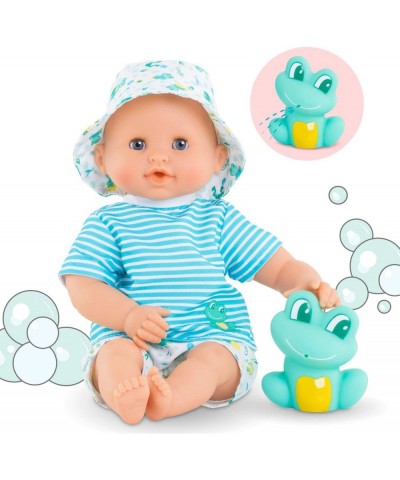 Bebe Bath Marin - 12” Boy Baby Doll with Rubber Frog Toy Safe for Water Play in The Bathtub or Pool Poseable Soft Body with V...